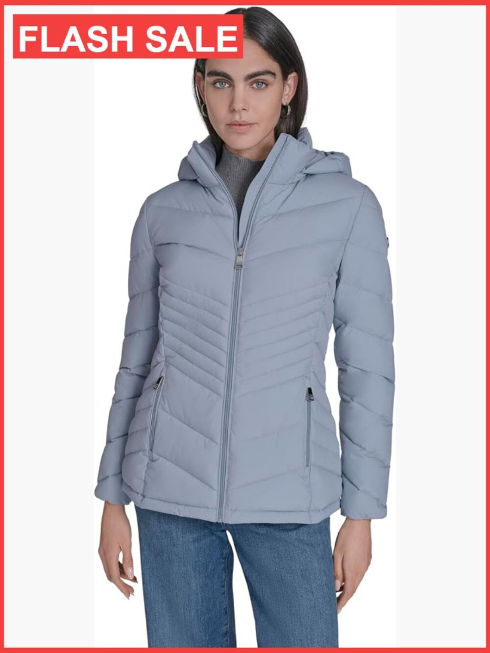 Lightweight Quilted Hooded Puffer Coat with Stretch - Winter Jacket